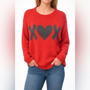 Wooden Ships Red XOXO Valentine Sweater Heart Graphic – Size M/L